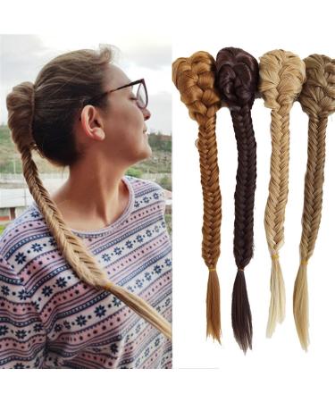 Ponytail Extensions Fishtail Ponytail Extensions Synthetic Hair Ponytails Drawstring Rope Braids Chignon Wedding Hair Updos for Women(F24-613) 20inches F24-613