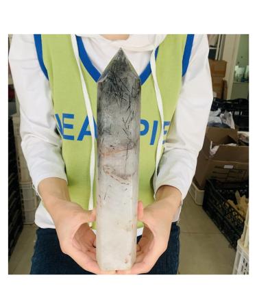 Natural Clear Black Tourmaline Quartz Crystal Obelisk Wand Point 1pc (Size : 1400-1500g)