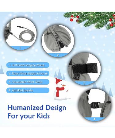 BQA Kids Ski Mittens - Toddler Winter Snow Mittens with Thinsulate Insulation - Waterproof Mittens with String for Boys Girls (Gray, 2-4Y) - Buy Online on GoSupps.com