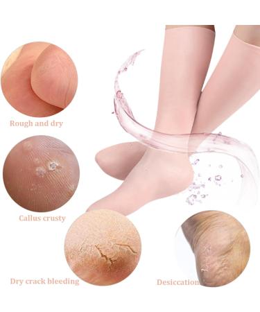 Moisturising Socks Anti Slip Elastic Silicone Socks for Women Comfortable Overnight Gel Socks Reusable Foot Moisturiser Socks for Repairing Dry Feet Cracked Heel Skin Color Calf Socks - Buy Online on GoSupps.com