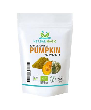 Herbal Magic's Organic Pumpkin Fruit Powder-Ideal thickener in soups sauces and Gravies.Coloring additive/Aromatizer-Supports Regularity & Healthy Stool in dogs-100g 100 g (Pack of 1)