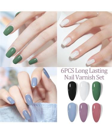 6PCS Nail Polish Set Nail Varnish - Quick Dry & Long Lasting Nude Pink Nail Varnish - Non-Toxic Water Based Holographic Nail Polish - No Need UV Nail Paint for DIY Nail Art Manicure at Home 8ML(Blue) - Buy Online on GoSupps.com