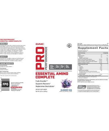 GNC Pro Performance Essential Amino Complete - Blueberry Acai 15.87 oz | Supports Muscle Recovery | Buy Internationally - Buy Online on GoSupps.com
