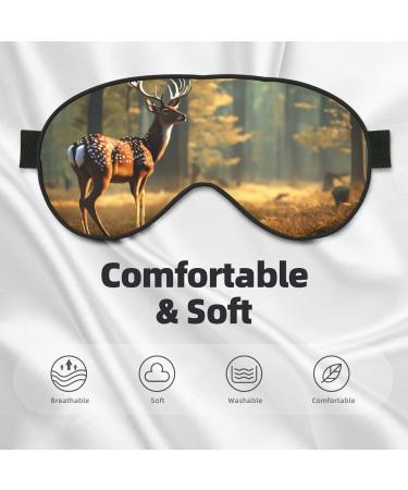 Deer Print Unisex Sleep Mask - Double-Sided Eye Mask for Sound Sleep & Skin Care - Black - Buy Online on GoSupps.com