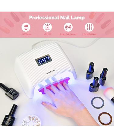 EasyinBeauty Gel Nail Polish Kit with 48W UV/LED Lamp - 9 Colors, Manicure Tools, Base and Top Coat - Caramel Gift Set for Women - Buy Online on GoSupps.com