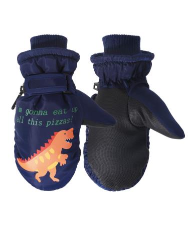 QKURT Kinder Ski gloves snowboard gloves Snow hand shoes waterproof and windproof winter feasts for 2-5 years of girls and boys skiing snowboard ride walking bike dark blue