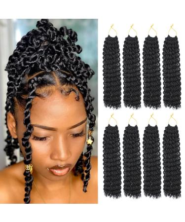 Passion Twist Hair 12 Inch Water Wave Crochet Hair for Black Women Short Passion Twist Crochet Hair for Butterfly Locs 8 Packs Bob Spring Twist Hair Synthetic Curly Crochet Passion Twist Braiding Hair Extensions 1B Natur...
