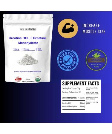 BUY THE CRAVE Creatine HCL + Creatine Monohydrate Mix Less Sour & Easier to Consume Post Workout Muscle Builder for Men & Women Creatine Hydrochloride + Monohydrate 16 OZ (454g) - Buy Online on GoSupps.com