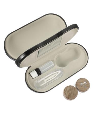 Nolitoy 1 set of glasses case with a double usage purpose Travel in a glasses contact 2-in-1 glasses contact lens tank glasses case made of leather PU leather travel size mirror box 15.8x7.4cm As shown 1