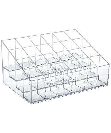 MOSIKER Lipstick Holder,Small Plastic Clear Acrylic Organizer for Lip Gloss,Cosmetic Storage with 24 Spaces