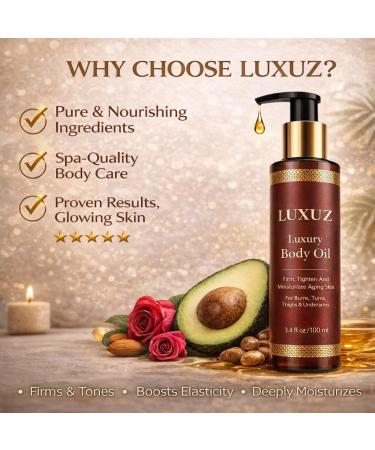Luxuz Luxury Body Firming Oil Lightweight Moisturizing Body Oil for Smoother-Looking Skin Fast-Absorbing & Non-Greasy Botanical Formula with Vitamin E Almond & Rosehip Oils 3.4 fl oz - Buy Online on GoSupps.com