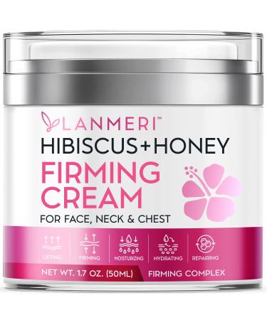 Hibiscus and Honey Firming Cream - Neck Firming Cream - Skin Tightening Cream for Face & Body - Double Chin Reducer - Anti-Wrinkle Facial Moisturizer with Collagen - Formulated with Hibiscus Extract, Honey, Jojoba Oil, and…