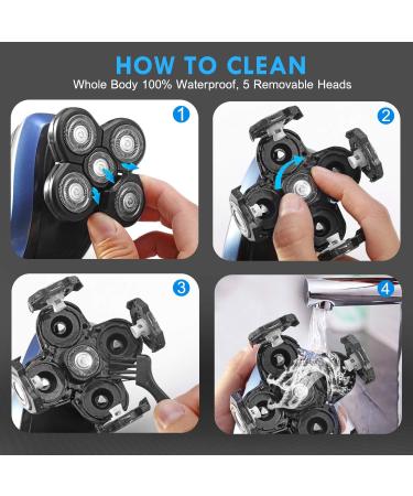 Electric Shaver Razor for Men 2 in 1 Bald Head Shaver Beard Trimmer Professional USB Rechargeable Hair Razor with 5 Rotary Head Washable Electric Shaver - Buy Online on GoSupps.com