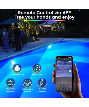 Lylmle 20W LED Pool Lights - Smart Color Changing Underwater Lights with App Control Dimmable Timer Schedule & IP68 Waterproof - 12V Magnetic Pool Lighting with 8m Installation Cable - Buy Online on GoSupps.com