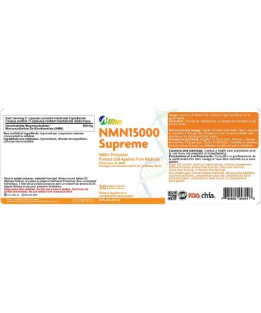 ALLBE NMN 15000 Supreme Capsules - 30 Count Nicotinamide Mononucleotide NMN 500mg NAD+ Supplement for Protection Against Free Radicals & support cellular health Made in Canada - Pack of 2 30 count (Pack of 2) Nmn 15000 (500mg) - Buy Online on GoSupps.com