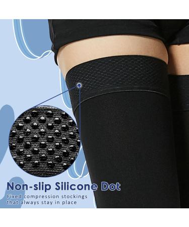 Beister 15-20 mmHg Thigh High Compression Stockings - Medical Grade Footless Sleeves for Varicose Veins, Edema, DVT - Black XL - Buy Online on GoSupps.com