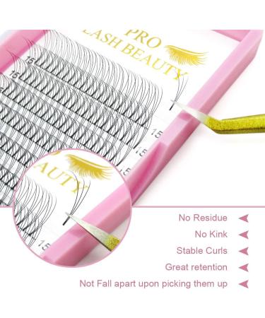 3D-C-0.07-15mm Short Stem Pre Made Fan Eyelash Extensions - Russian Volume Lashes 0.07 - 15mm - Buy Online on GoSupps.com