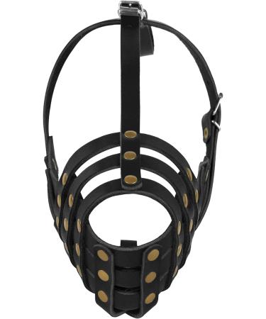 MUROM Leather Dog Muzzle German Shepherd Adjustable Breathable Doberman Dalmatian Setter Basket Medium Large Breeds Black Brown Red Green (Black Medium) Black M - Buy Online on GoSupps.com