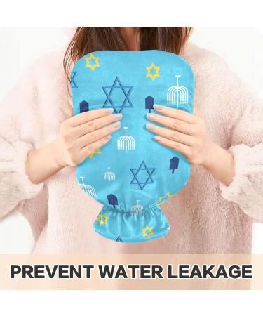 Chanukkah Blue Hot Water Bottle with Cover | 2L Heating Bottle for Pain Relief & Warmth | Perfect for Arthritis & Colds - International Shipping Available - Buy Online on GoSupps.com