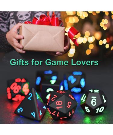 Luminous DND Dice Set - 7 Pcs Glowing Polyhedral Dice with Charging Box | Rechargeable Electronic RPG LED Dice for Dungeon and Dragons | Colorful Light - Buy Online on GoSupps.com