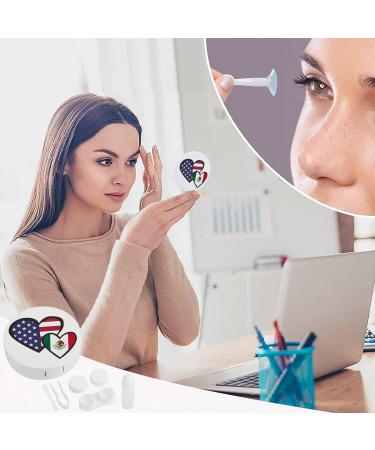 Interlocking Hearts American Mexico Flag Contact Lens Case - Portable Cute Lens Holder with Mirror for Travel - Buy Online on GoSupps.com