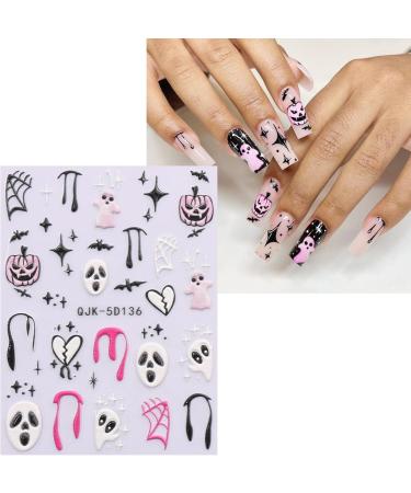 JMEOWIO 3D Embossed Halloween Nail Art Stickers Decals Self-Adhesive 5D Cute Star Ghost Pumpkin Nail Supplies Nail Art Design Decoration Accessories 4 Sheets - Buy Online on GoSupps.com