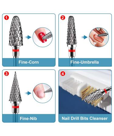CGBE 3-Piece Nail Miller Attachments | Tungsten Alloy Nail Drill Bits for Gel & Acrylic Removal | Professional Manicure & Pedicure Hard Metal Grinding Heads - Buy Online on GoSupps.com