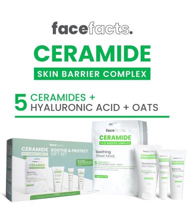 Ceramide Soothe & Protect Gift Set | Soothing Sheet Mask Moisturising Gel Cream 50ml Replenishing Eye Cream 15ml & Repairing Serum 30ml 5 Ceramides Hyaluronic Acid and Oats - Buy Online on GoSupps.com