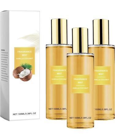 Skin Body Mist Coconut Vanilla Perfume Mist Portable Body & Hair Fragrance Mist Long Lasting Fresh Perfume Spray 3PCS