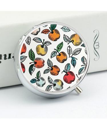 Vintage Style Round Pill Box - 3 Compartment Metal Organizer with Leaf Print | Portable Decorative Medicine Case for Travel - Buy Online on GoSupps.com