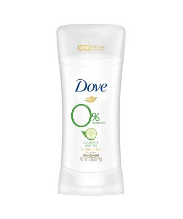 Dove 0% Aluminum Deodorant for Women Moisturizers Cucumber & Green Tea with 24-Hour Odor Protection 2.6 Ounce (Pack of 3)