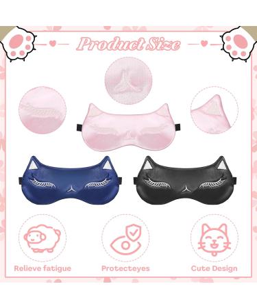 3Pcs Cute Cat Sleep Masks for Kids - Lightweight Adjustable Silk Eye Covers for Sleeping Travel & Office - Buy Online on GoSupps.com