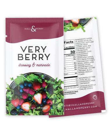 Hall & Perry Low Calorie, Low Fat, Keto Friendly Salad Dressing - 12 Ready to Serve Pouches, 1 oz each - Very Berry