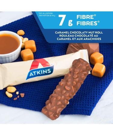 Atkins Snack Bars - Caramel Chocolaty Nut Roll 2g Sugar Keto-Friendly High Fibre 5 count & Protein Bars - chocolaty peanut butter 2g Sugar Keto-Friendly High protein high Fibre 5 count Snack Bars + Protein Bars - Buy Online on GoSupps.com