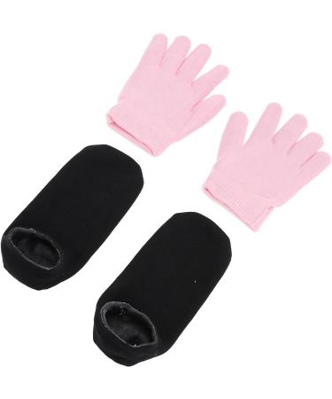 Pink Gloves Black Socks Moisturizing Spa Set Gel Essential Oil for Soft Hands Feet - Buy Online on GoSupps.com