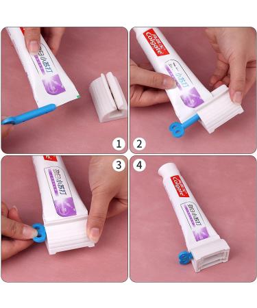 Rolling Tube Toothpaste Squeezer Stand - Set of 4 Blue Bathroom Accessories - Buy Online on GoSupps.com