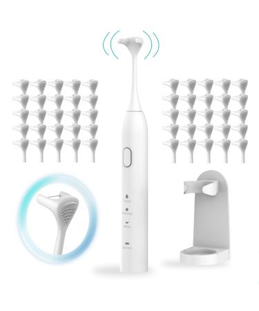 OZZTOUCH Electric Flosser + 50 Replacement Heads | 3-in-1 Electric Flosser | Gum Stimulator Tongue Scraper/Cleaner Power Flosser for Adults & Kids Electric Dental Floss