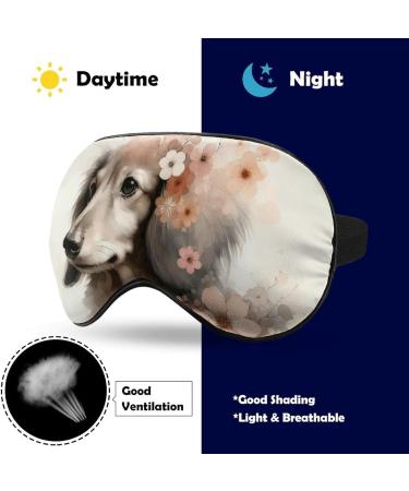 Watercolor Dachshund Sleeping Mask - Soft Pink Eye Mask with Flowers | Adjustable Light-Blocking Eye Cover for Women & Men - Buy Online on GoSupps.com