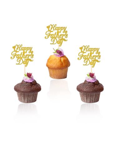 12 Pcs Fathers Day Cupcake Toppers Glitter Blue Fathers Day Cake Toppers Happy Dad Cake Picks Best Dad Cake Insert Topper for Happy Fathers Day Party Favor Supplies Cake Decorations