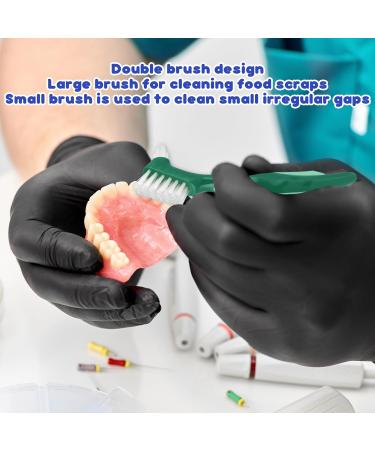 3 Color Denture Toothbrush 3 Pcs Double Bristle Head Denture Cleaning Brush Set with Multi-Layered Bristles and Rubber Anti-Slip Handle for False Teeth Cleaning - Buy Online on GoSupps.com