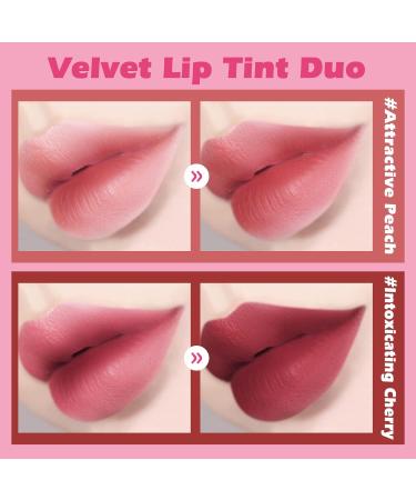 KIMUSE Velvet Lip Tint Duo - High Pigment, Long Lasting & Waterproof Lip Stain - Paraben-Free & Not Animal Tested - Wild Rose - Buy Online on GoSupps.com