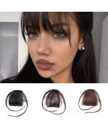 Glamza Clip In Fringe 'Big Bang' Dark Brown Sideburns Front Hairpiece - Women's Clip in Bangs Topper - Buy Online on GoSupps.com