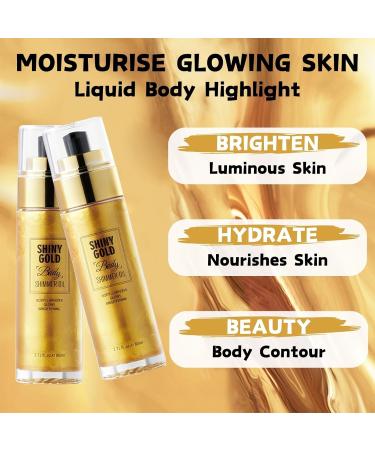 Shimmer Body Oil - Body Shimmer - Golden Brown Body Shimmer Oil for Body & Face - Body Oil for Women - Moisturizing & Non-sticky Body Oil - Body Skin Care (Shiny Gold) - Buy Online on GoSupps.com
