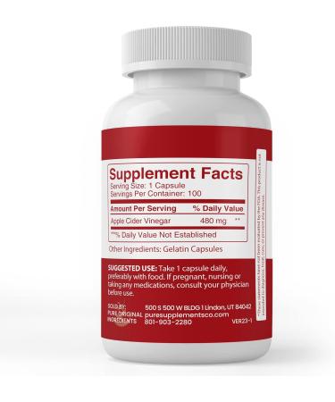 PURE ORIGINAL INGREDIENTS Cayenne Pepper & Apple Cider Vinegar Capsule Bundle (100 Capsules Each) No Additives or Fillers Lab Verified - Buy Online on GoSupps.com