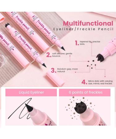 Yamobi 2 Pcs Freckles Pencil Freckles Pen Faux Freckles Liquid_Eyeliner Pen Duo Natural Lifelike Longlasting Fake Freckle Pencil Medium Brown & Dark Brown - Buy Online on GoSupps.com