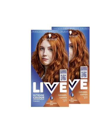 handle Schwarzkopf LIVE Intense Color Hair Dye 077 Caramel Copper 2 x 142 ml sustainable coloring with color intensive serum permanent hair color for perfect gray hair coverage 142 ml 2er Pack