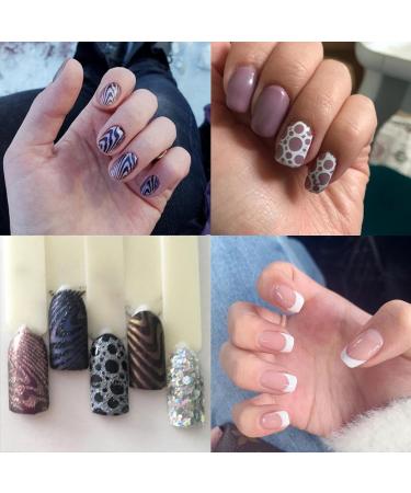 Geometric Swirl Leopard French Nail Stamping Plates Set - Nail Art Templates Kit - Buy Online on GoSupps.com