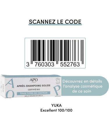  APO France APO France - Solid Conditioner - All Hair Types - Organic Coconut Oil - Essential Oil and Sulfate Free - Certified Organic - Made in France - 100% Vegan - 50g - Buy Online on GoSupps.com