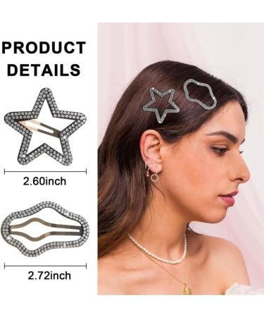 5/10pcs Rhinestone Bling Snap Hair Clip Barrettes Star Barrettes Bling Snap Hair Clips (5pcs-03) - Buy Online on GoSupps.com