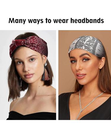Wide Bandana Headbands for Women - Large Turban Head Wraps Floral Elastic Yoga Hair Bands - 6 pcs Set - Buy Online on GoSupps.com